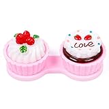 Hot Lovely 3D Cartoon Cake Cream Contact Lens Box Holder Container Case Holder