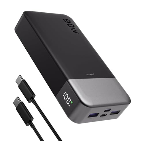 JUOVI External Battery for Laptop 90W Power Bank 20000mAh | Quick Charge PD QC with 4Ports (2USB A Out&2USB C In/Out) LED Screen External Charger for MacBook iPad Steam Deck Phones