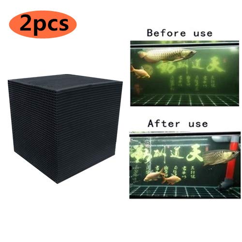 Fish Tank Water Purifier Cube New Filtration Material,Ultra Strong Filtration & Absorption Water Purifier Filter,Rapid Water Purification Aquarium Filter Ultra-Absorption Activated Carbon Block (2pcs)