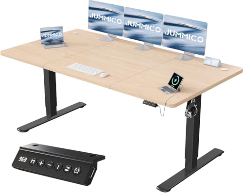 JUMMICO Höhenverstellbarer Schreibtisch 180 x 80 cm, USB-A-Anschluss