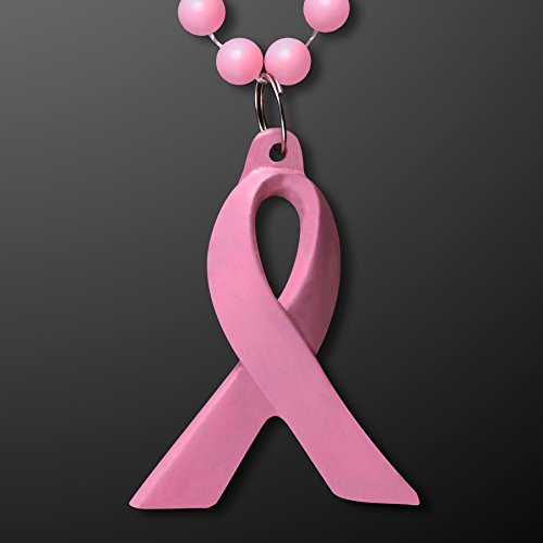 Breast Cancer Awareness Pink Ribbon Bead Necklace (Set of 48)