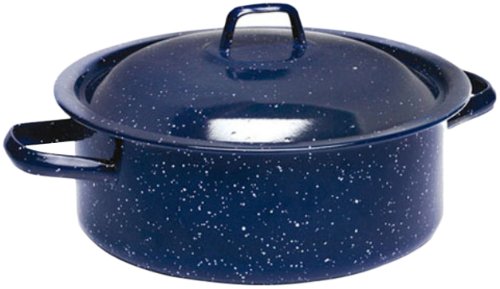 IMUSA USA C20666-1062810W Enamel Dutch Oven with Lid 4.5-Quart, Speckled Blue