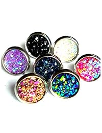 Paquete de 26 pares de pendientes redondos de acero inoxidable sintéticos para mujeres, niñas, hipoalergénicos, acero inoxidable