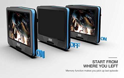 BOIFUN 12.5 inch Portable DVD Player with 10.5" Swivel Higher Brightness Screen, 5hrs Rechargeable Battery, Support SD Card & USB Directly Play, Resume Function, Region Free (Light Blue) - Thumbnail 6