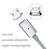Coopsion Samsung Magnetic Charging Cable, Aluminum Alloy Supper Strong Magnetic Braided Cable Adapter 1.2m for Micro USB, Samsung and Android Device (Silver)
