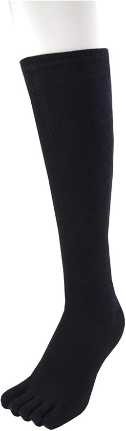 レディース 5本指 ハイソックス 靴下 抗菌 防臭 表綿100 無地 ひざ下 丈 婦人 23 25cm ブラック ソックス 通販 Amazon