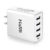 HaMi 25W 5A 4-port USB Wall Charger,Power Adapter Travel Charger with Power IQ for Iphone 6/6s/plus/5/5s, Ipad, Samsung, Nexus, HTC, Tablet [12-Month Warranty] - White