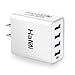 HaMi 25W 5A 4-Port USB Wall Charger,Power Adapter Travel Charger with Power IQ for iPhone 7/7s/6/6s/plus/5/5s, Ipad, Samsung, Nexus, HTC, Tablet [12-Month Warranty] - White