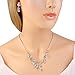 EleQueen Women's Cubic Zirconia Filigree Flower Bridal Necklace Earrings Jewelry Set Silver-tone Full Clear