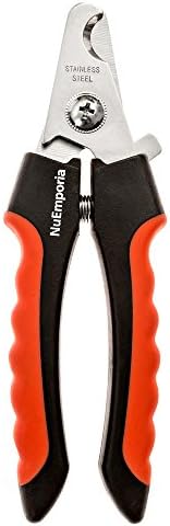 Professional Pet Nail Clippers Trimmers by NuEmporia – Stainless Steel Blades – Safety Guard – Rubber Coated Handles – Convenient &amp; Easy to Use – For Small to Medium Breed Pets