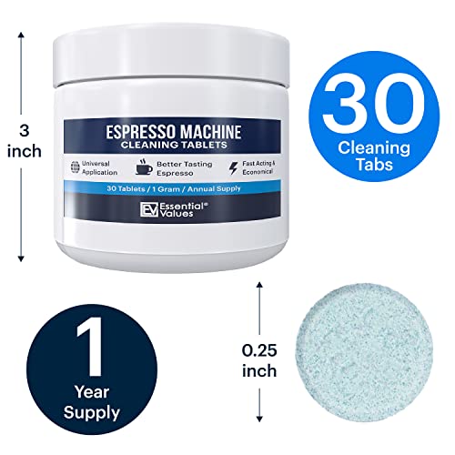Essential Values Espresso Machine Cleaning Tablets (30 Tablets), For