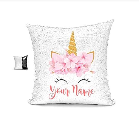 personalized unicorn sequin pillow