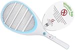 Wonder Zap Electric Bug Zapper Mosquito Bite Fly Swatter for Indoor & Outdoor Pest Control Portable Light Durable ABS Plastic and Battery Operated with LED Handheld Tennis Racket Shaped for Easy Swing