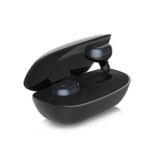 Bluetooth Headphones, Eschone Wireless Earbuds Mini Dual Stereo Earpiece Bluetooth Headset V4. 2 In-Ear Earphones with Built-in Mic and Charging Case for Smartphones iPhone/Android Phones (Black)