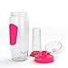 Dajour Fruit Infuser Water Bottle 32 Ounce NO BPA Sports Flavor Infusion Bottle - Plus Recipe Ebook and Cleaning Brush Included (2 Pack - Pink&Blue)