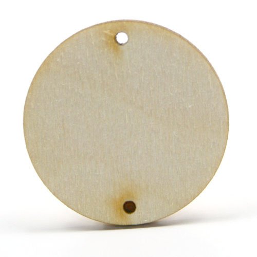 Mylittlewoodshop Pkg of 26 - Circle Cutout - 1-1/2 inches in diameter with 2 2mm holes and 1/8 inch thick unfinished wood (LC-CCWH17-2-26)