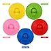 ME.FAN Silicone Cup Lids - Circle Cup Cover [5 Set] Anti-dust Airtight Seal Mug Cover - Hot Cup Lids/Spoon Holder - Silicone Drink Bowl Lids Bright Colors