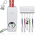 TOWOMO Olet Automatic Toothpaste Dispenser, Toothpaste Squeezing and Tooth Brush Holder Set(5 Brushs Set). White