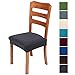 Smiry Stretch Jacquard Chair Seat Covers for Dining Room, Removable Washable Anti-Dust Chair Seat Protector Slipcovers - Set of 4, Dark Grey
