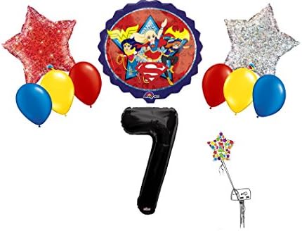 DC Super Hero Girls 7'TH Birthday Party 11 CT Balloon Bouquet (Bonus Balloon)