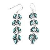 11.80ctw, Genuine Labradorite & 925 Silver Plated Dangle Earrings
