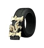 ALAKA Letter H Dragon Buckle Alligator Pattern Leather Mens Belt (Black)