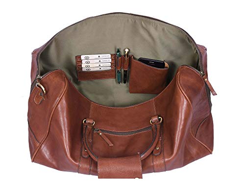 Leather Travel Duffle Bag | Gym Sports Bag Airplane Luggage Carry-On Bag | Gift for Father's Day By Aaron Leather (Russet) - Thumbnail 5