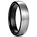 King Will Basic Men's Black Domed Brushed Tungsten Carbide Ring Wedding Band 6mm/8mm