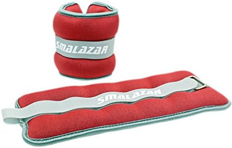 SMALAZAR FE31 Adjustable Ankle Wrist Weight Sets for Walking, Jogging, Gymnastics, Aerobics, Gym &amp; Core, Dumbbells, Basketball, Swimming 2 Pack,2Lbs each, Red