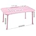Large Bed Tray NNEWVANTE Multifunction Laptop Desk Lap Desk Foldable Portable Standing Outdoor Camping Table, Breakfast Reading Tray Holder for Couch Floor for Adults/Students/Kids with Handle- Pinkthumb 2