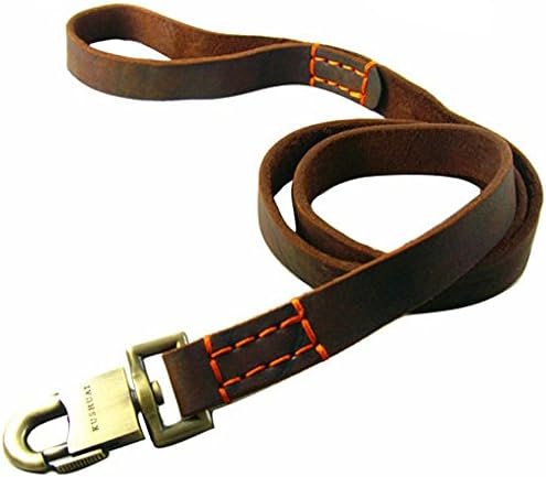 Jpettie Leather Dog Leash Heavy Duty Premium Soft Dog Leather Leash Braided Dog Leash Leads Rope,Genuine Training Leather Leash for Medium and Large Dogs, Brown (35.4"x0.98", Brown B)