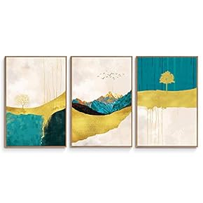 3 Piece Framed Canvas Wall Art Abstract Mountain Canvas Prints Home Artwork Decoration for Living Room,Bedroom - 16"x24"x3 Panels