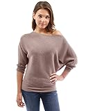 PattyBoutik Women's One Shoulder Batwing Ribbed Sweater