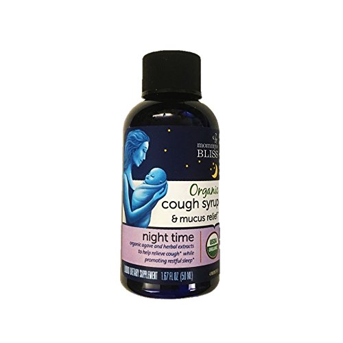 Mommy's Bliss Organic Baby Cough Syrup For Night Time, Herbal Supplement Made From Organic Agave, Wild Cherry, Slippery Elm Bark, & Chamomile, 1.67 fl.oz.