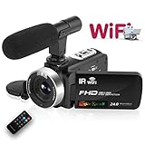 Camcorder Digital Video Camera, WiFi Vlog Camera Camcorder with Microphone IR Night Vision Full HD 1080P 30FPS 3'' LCD Touch Screen Vlogging Camera for YouTube with Remote Control