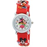 Disney Red Rubber Strap Analogue Kids Watches with Mickey Mouse Theme