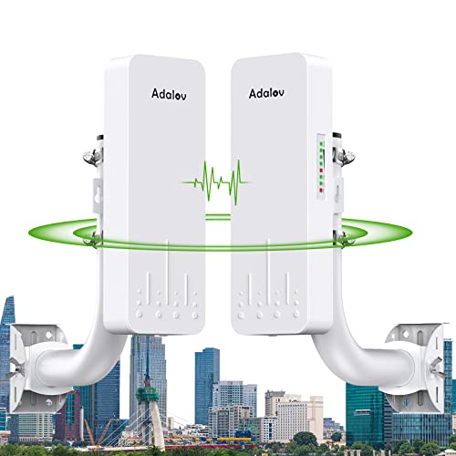 AdaLov WLAN Bridge CPE660 5.8GHz Outdoor WiFi Bridge with Bracket Point to Point Network up to 3 km for Camera/Outbuilding/Garden Shed/Garage/Barn, Plug & Play, IP65 Weatherproof, 12V DC/24V PoE