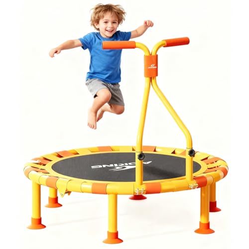 Beauenty Rebounder Trampolines for Kids, 40" Toddler Trampoline with Adjustable Handle, Foldable Trampoline for Indoor Outdoor, Silent and Anti-Slip Trampolines with 400kg Load, Recreational