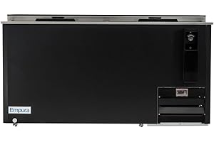 Empura 64" Horizontal Bottle Cooler | Flat Top Insulated Commercial Refrigerator for Bar Craft Beer Soda | 528 12-Oz Bottles Capacity | 64.3”W x 27”D x 35”H, Stainless Steel Top, Black, 115v, NSF