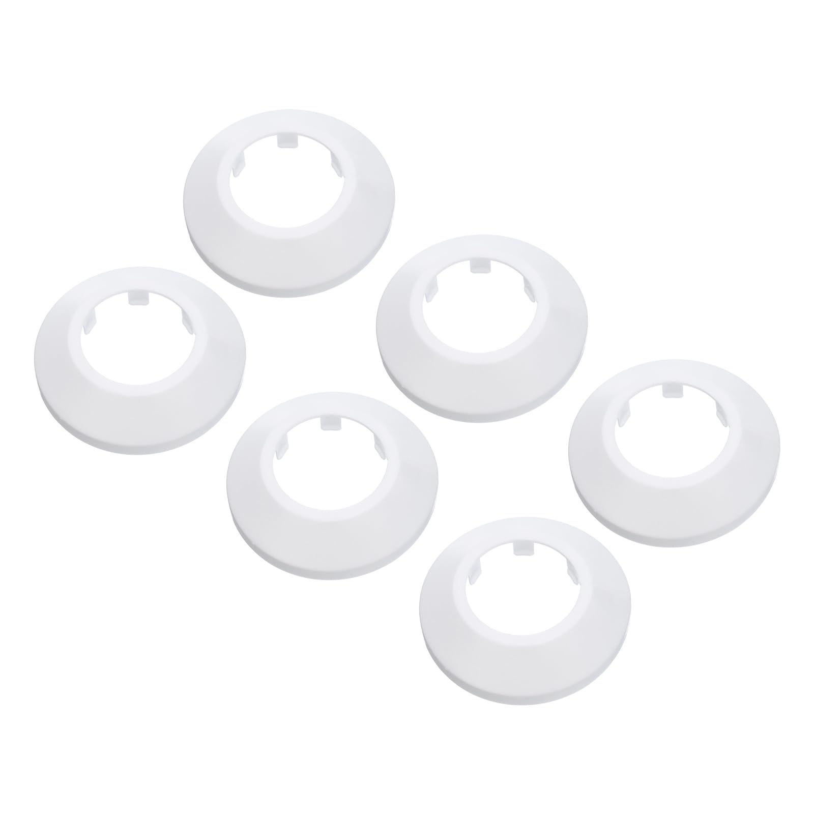 PATIKIL Water Pipe Cover Decoration Fit 1.34"/34mm, 6Pcs Flange Water Pipe PP Plastic Escutcheon Plate Collar Drain Line Cover Radiator for Wall Pipe Tube Decor, White