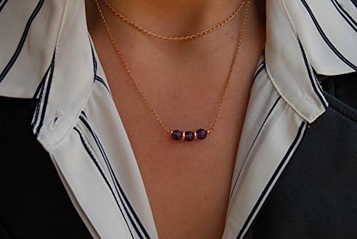 Silver Necklase with Amethyst - Women Necklace - Silver 925 - Minimalist Design - Dainty Jewerly.