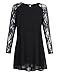 Leadingstar Women Long Sleeve Lace Patchwork Loose Casual Mini Chiffon Dress
