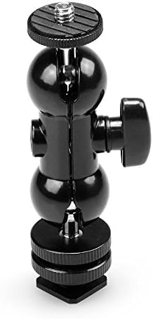 EFOTOPRO Cool Ballhead Multi-function Double Ballhead with Hot Shoe Mount &amp; 1/4" Screw for Monitors Led Light Microphone
