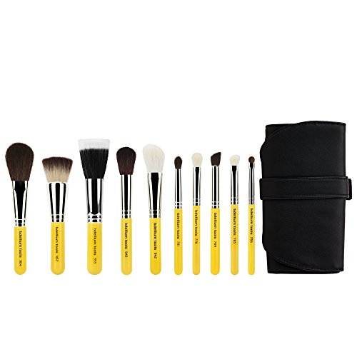 Bdellium Tools Professional Makeup Travel Line Mineral 10pc. Brush Set with Roll-Up Pouch