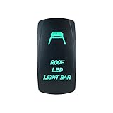 QUNQI STAR 5 pin Laser Backlit Rocker Switch ROOF LED LIGHT BAR 20A 12V On/off LED Light Toggle Switch (Green)