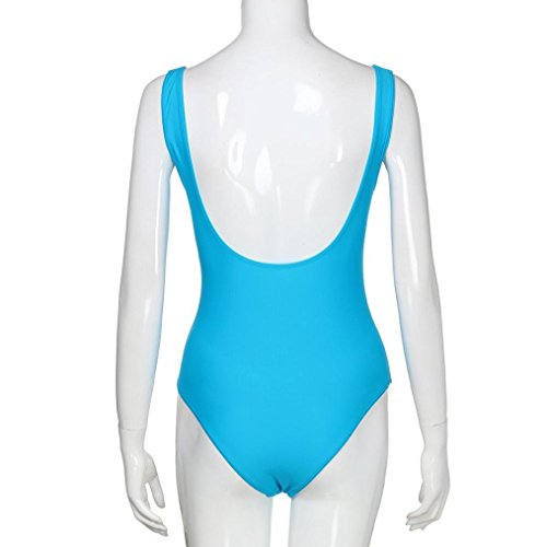 Kehen Women's Solid Color One Piece Monoki Bathing Suit Ruched Tummy Control Swimsuit Sexy Backless Swimwear (Blue,Medium)