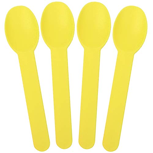 Yellow Heavy Duty Plastic Spoons - Frozen Yogurt Ice Cream Spoons - Frozen Dessert Supplies - Fast Shipping & Variety of Colors - 100 Count - Thumbnail 4