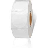 Yeachlaing 1 Inch White Round Thermal Sticker Labels, Self-Adhesive Circle Direct Thermal Label, Multi-Purpose Roll Sticker with Perforation Line( 1000 Labels, 1 Roll )