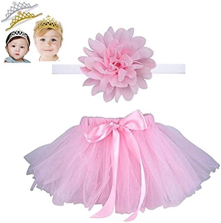 Newborn Baby Girls Photo Photography Prop Tutu Skirt Headband Outfit Clothes Set Gold Silver Crown Headbands Set