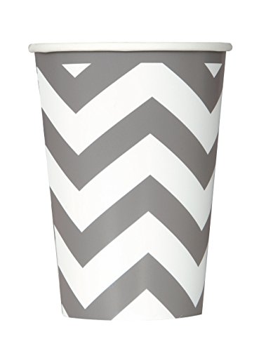 12oz Silver Chevron Paper Cups, 6ct